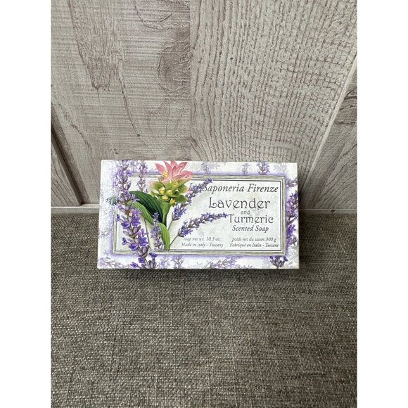 La Saponeria Firenze Lavender & Turmeric Scented Soap Made In Italy Gift Box - Picture 1 of 6